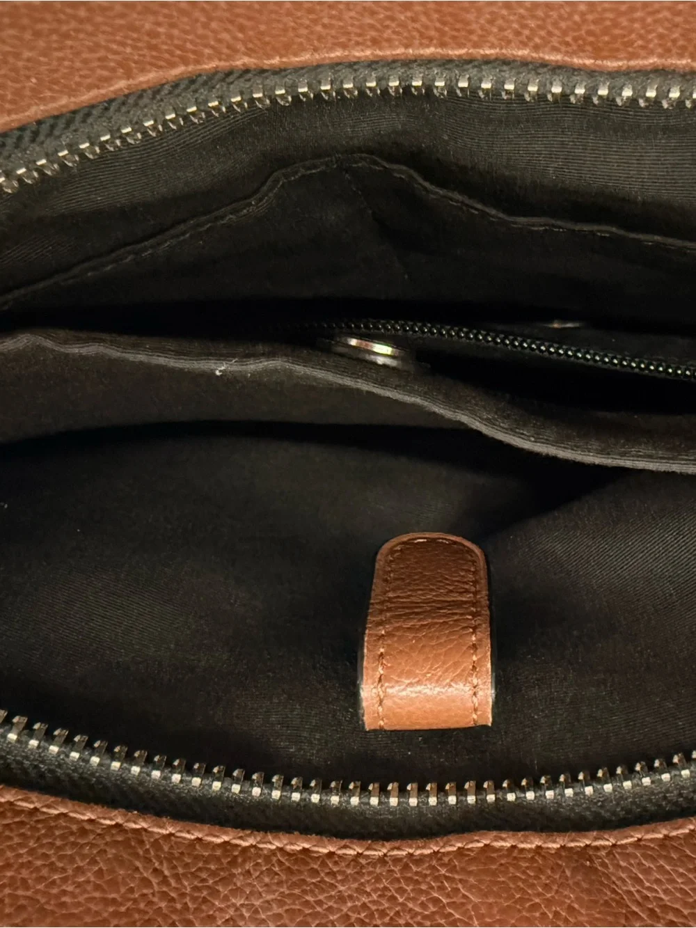 Coach Brown Leather Messenger Bag with White and Black Stripes